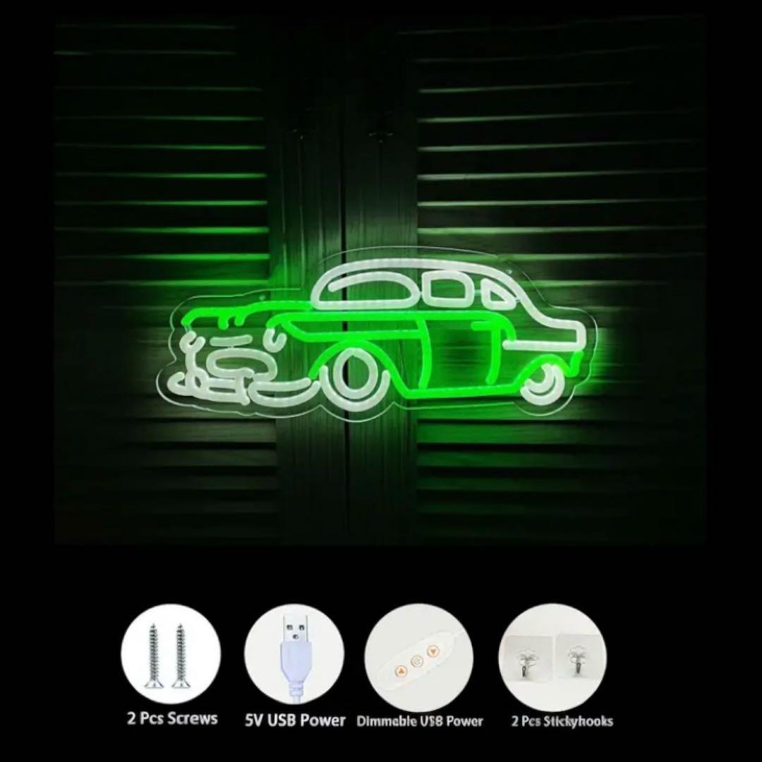 ネオンサイン クラシックカー LED 壁飾り USB接続 ガレージ インテリア♪