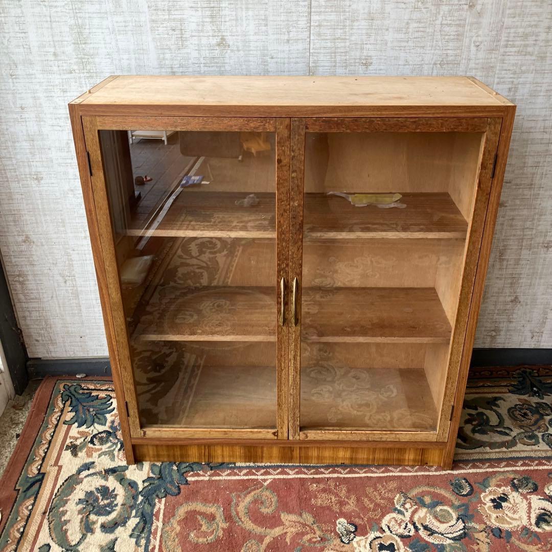 ① 昭和レトロ 古家具 ガラス戸 木製キャビネット 食器棚 飾り棚 サイドボード