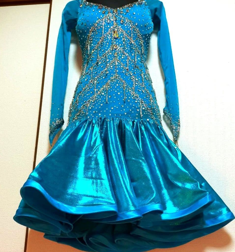 社交ダンス♡ジャンティ　ラテンドレス　ターコイズブルー　競技　デモ
