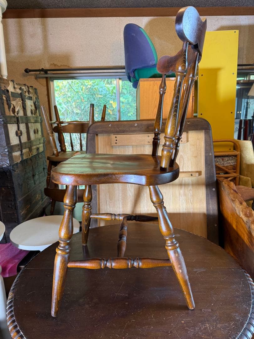 飛騨産業 キツツキ ウィンザーチェア 昭和レトロ 無垢 木製椅子 メンテ済み