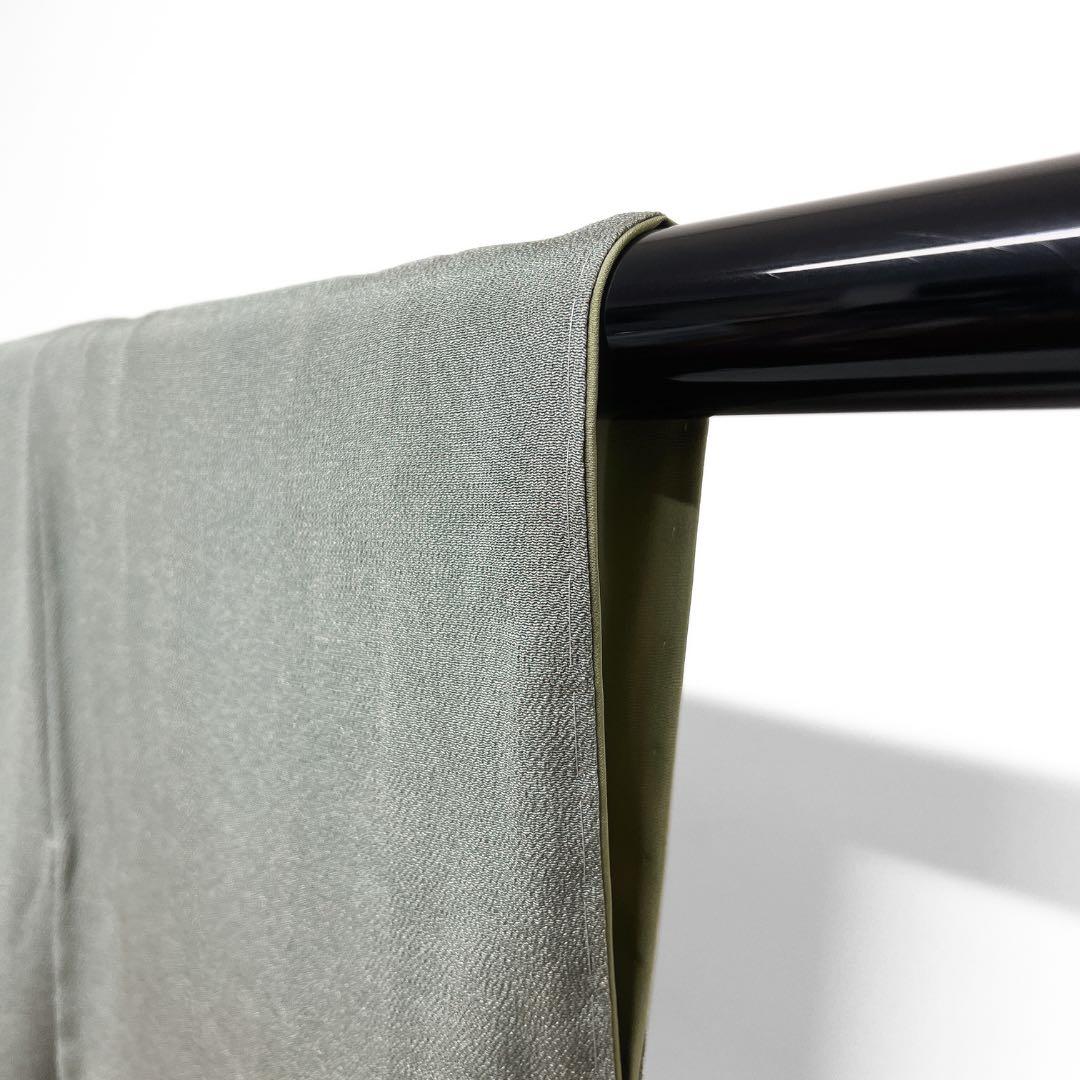 未着用　住田双光　服部光擴　江戸小紋　鮫小紋　グリーン　縮緬　着物　015a d