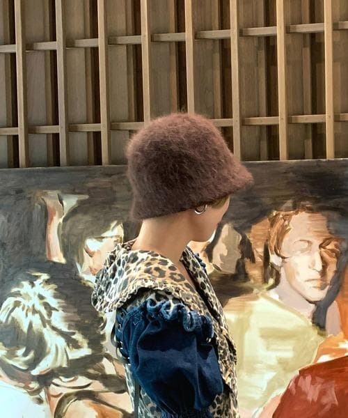 未使用 KISHIDAMIKI キシダミキ アンゴラクロシェハット F ブラウン