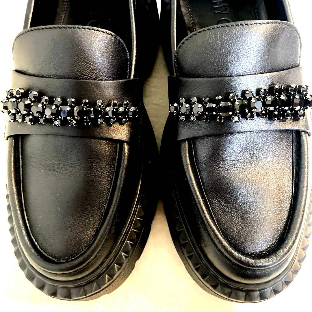 m*2様 ジミーチュウ ローファー ブラック ビジュー　BRYER プラットフォ