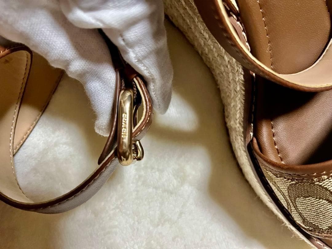 美品❤COACH コーチ エスパドリーユ 24cmサンダル ウェッジソール 箱
