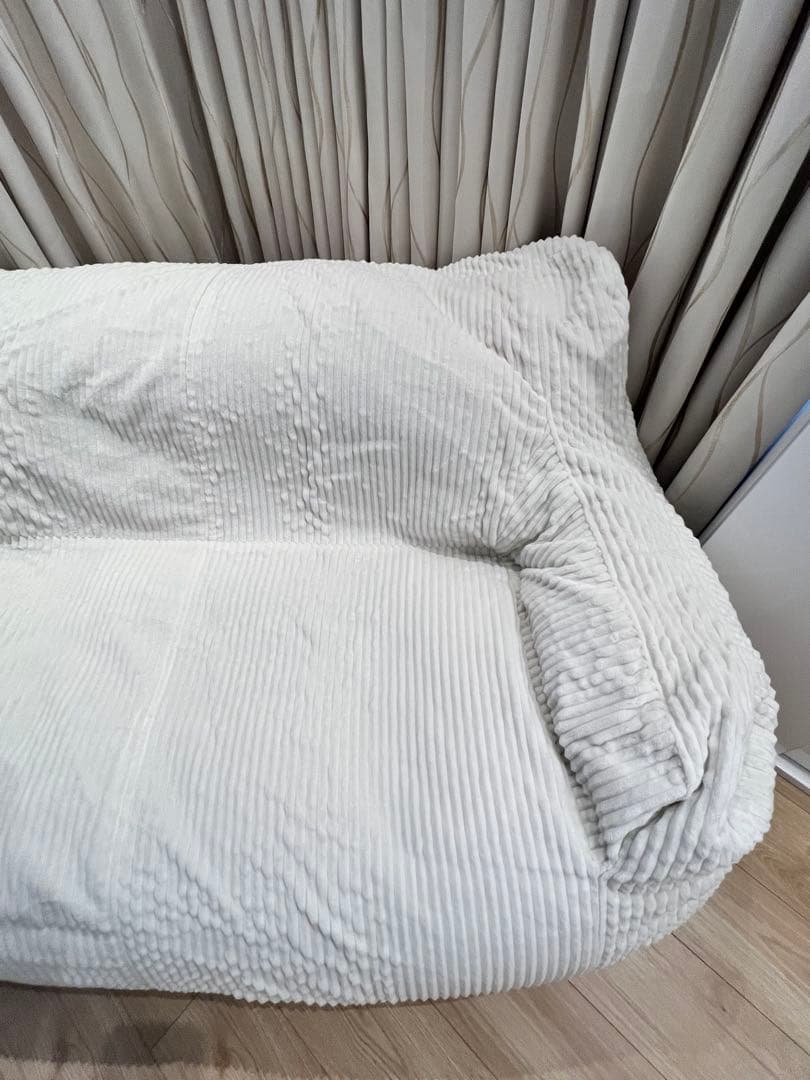 【LOOSY 2人掛けビーズソファ Ivory】＋ビーズオットマンカバー