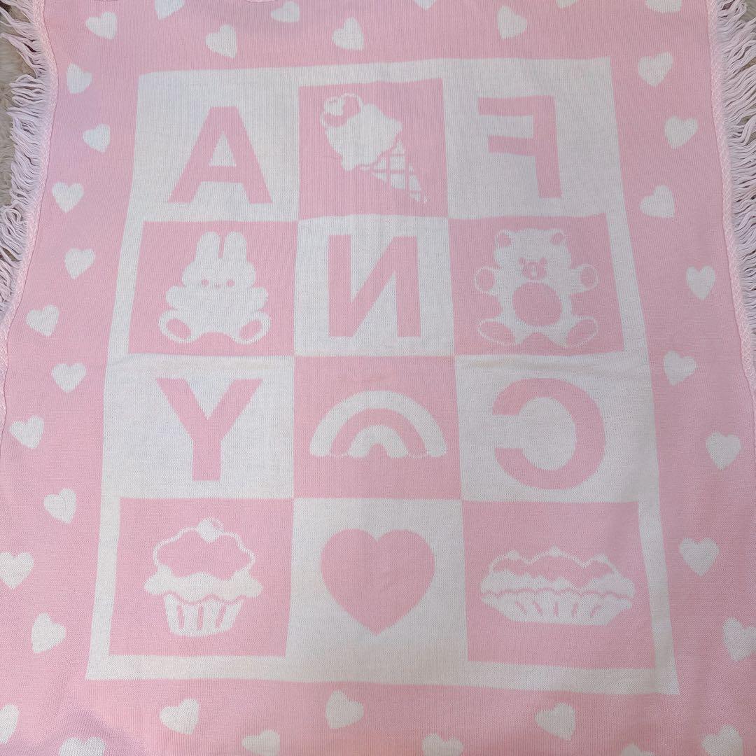 ファンシーアラモード うさぎ くま ピンク ニット ブランケット