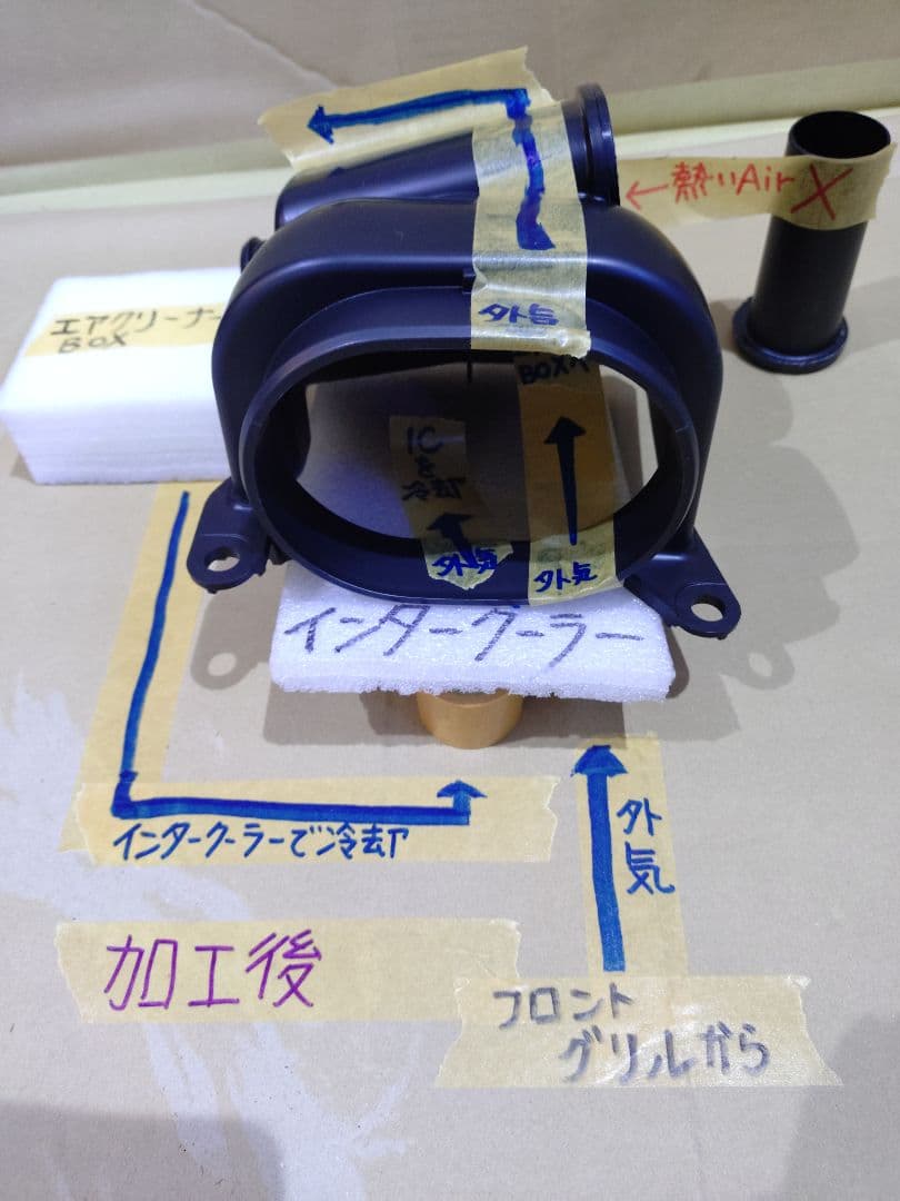 新型N-BOXターボ車　エアクリーナー　インタークーラーエアーガイド