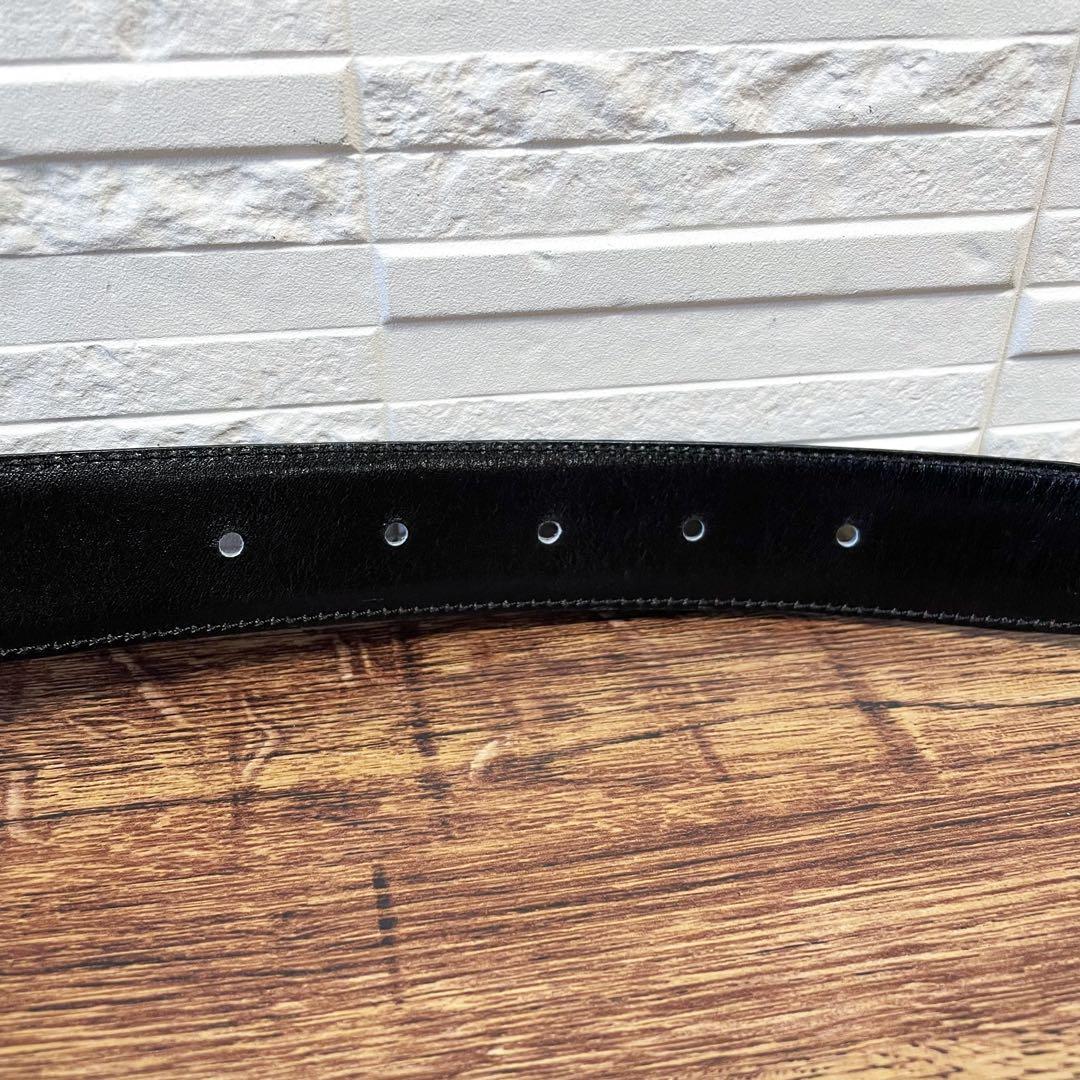 美品 セリーヌ レザー ベルト トリオンフ バックル リバーシブル ブラック.