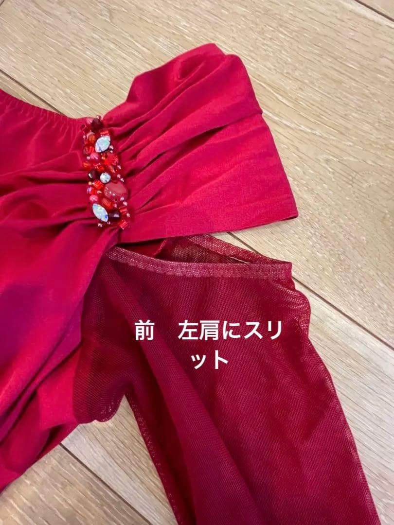 社交ダンス ドレス レッド 長袖 フレア インザムード