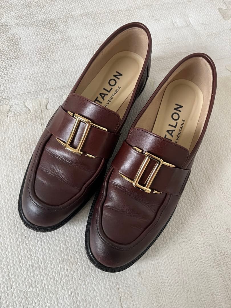 ルタロン　レザーメタルモチーフローファー　ブラウン　牛革　日本製