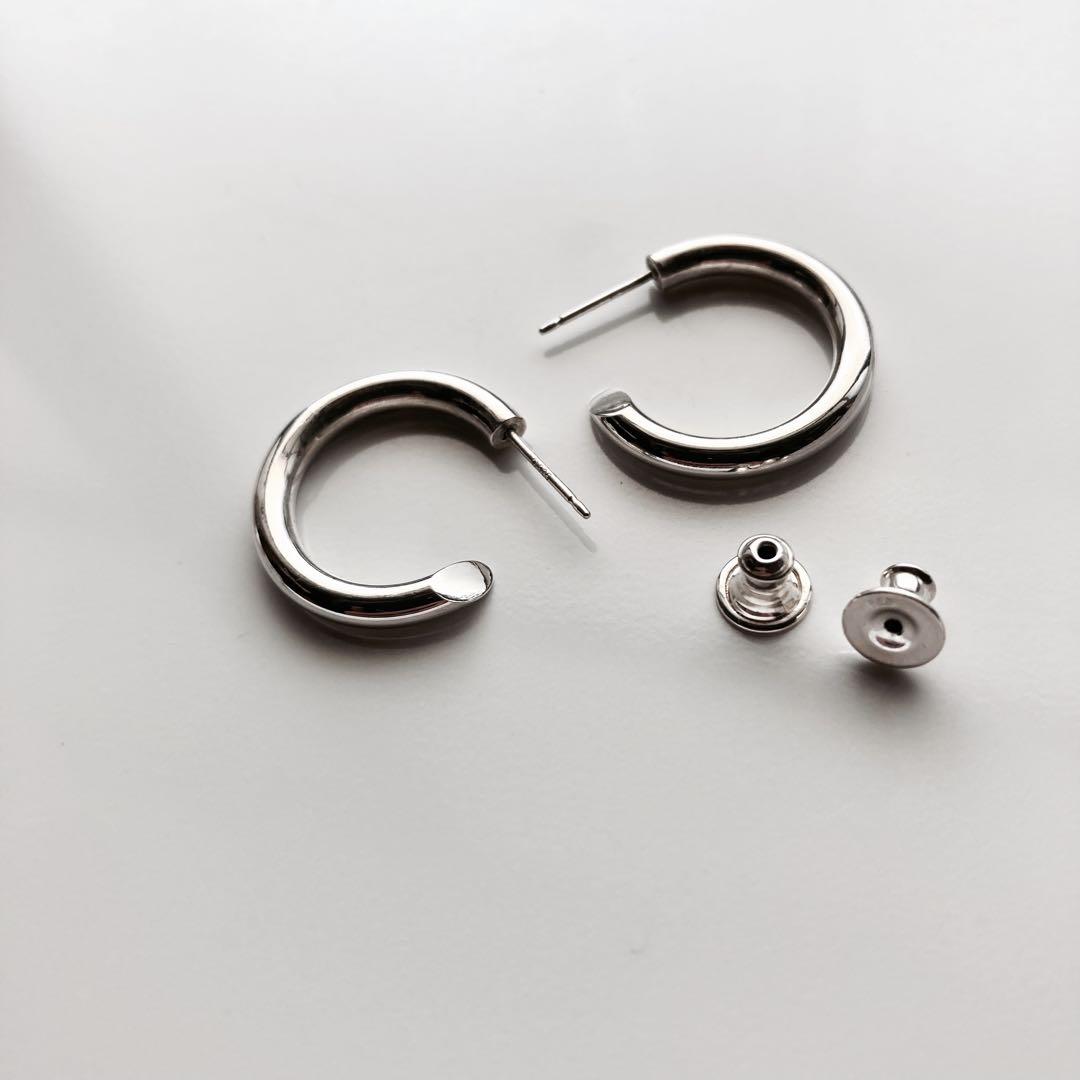 新品 【 3mm×21mm 】両耳用 シルバー925 フープピアス