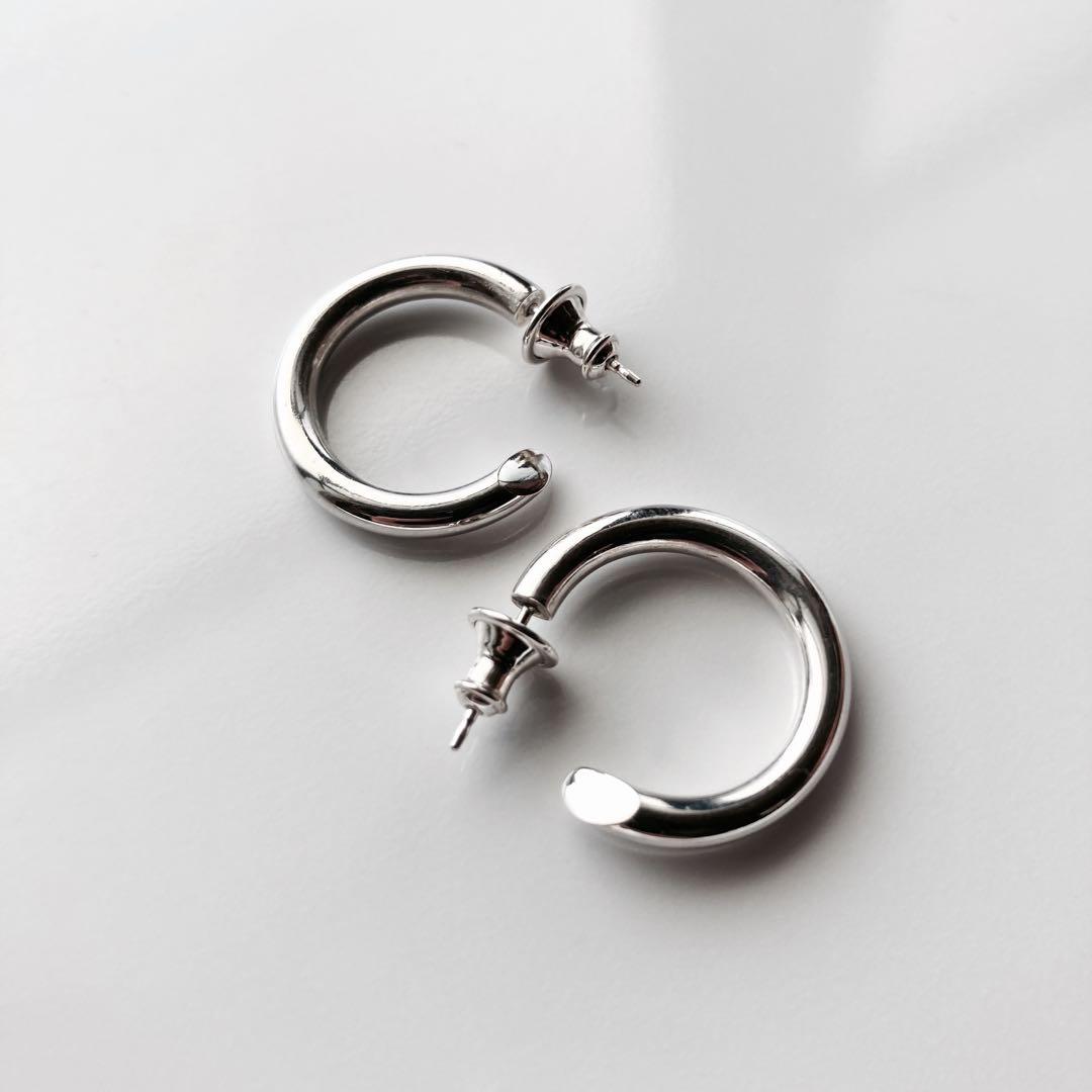 新品 【 3mm×21mm 】両耳用 シルバー925 フープピアス