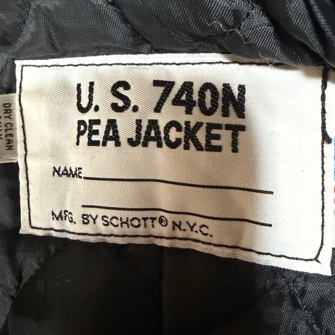 美品★40サイズ★USA製★schott ショット ピーコート黒メンズジャケット