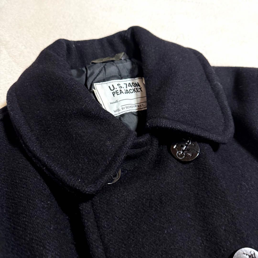 美品★40サイズ★USA製★schott ショット ピーコート黒メンズジャケット