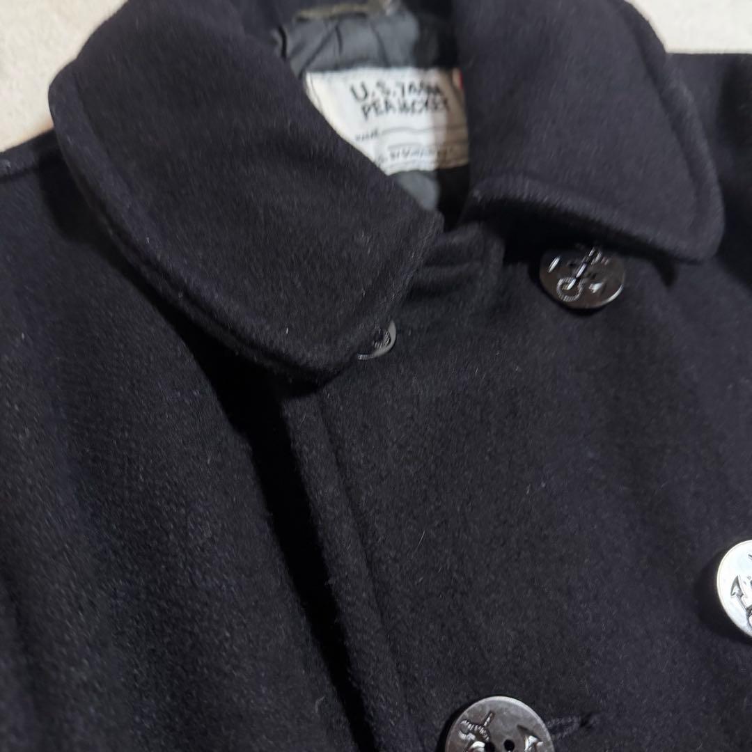 美品★40サイズ★USA製★schott ショット ピーコート黒メンズジャケット