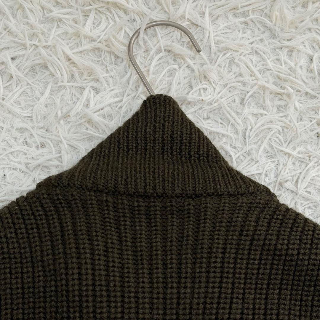 16979✨ザノーネ ニット切替ダウンベスト カーキ 46 M プリマロフト