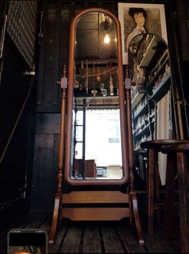 カリモク　コロニアル　クラシック　ラウンド　スタンド　ミラー　姿見