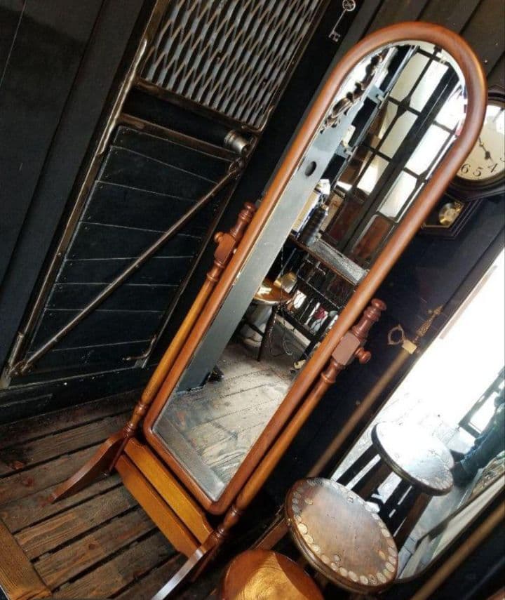 カリモク　コロニアル　クラシック　ラウンド　スタンド　ミラー　姿見