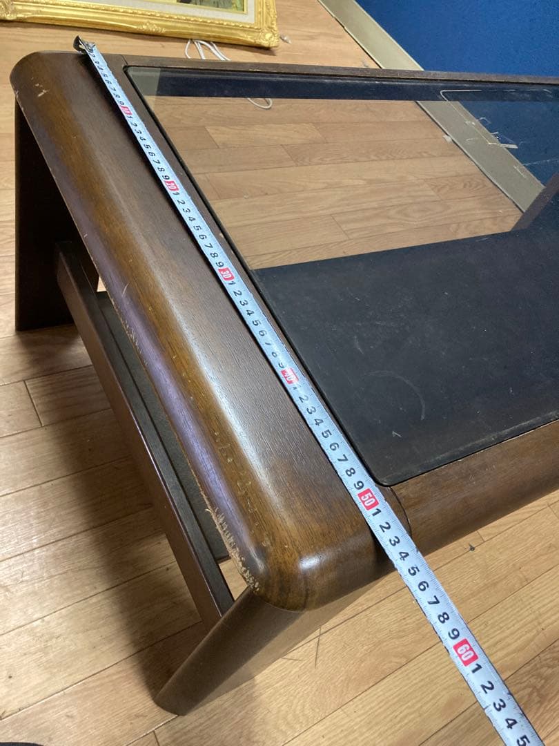 マルニ　ガラステーブル　センターテーブル　アンティーク調　レトロ　木製　茶系