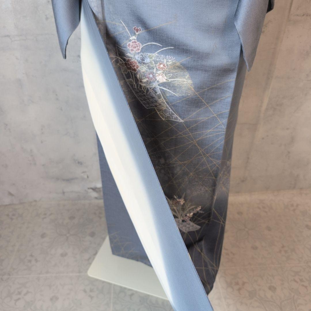 訪問着　フルセット　着物　正絹　汕頭刺繍　金銀　祝い事　花　O9