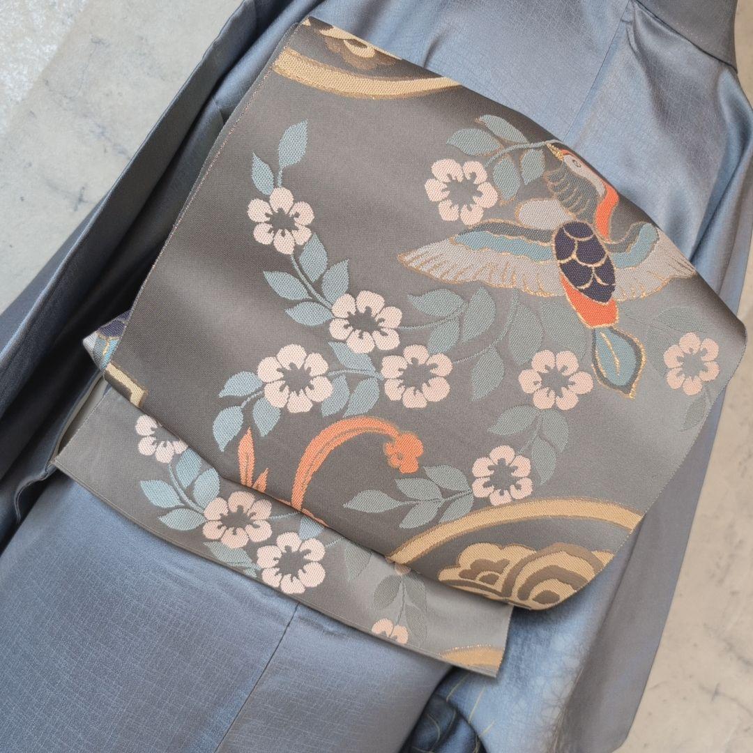 訪問着　フルセット　着物　正絹　汕頭刺繍　金銀　祝い事　花　O9