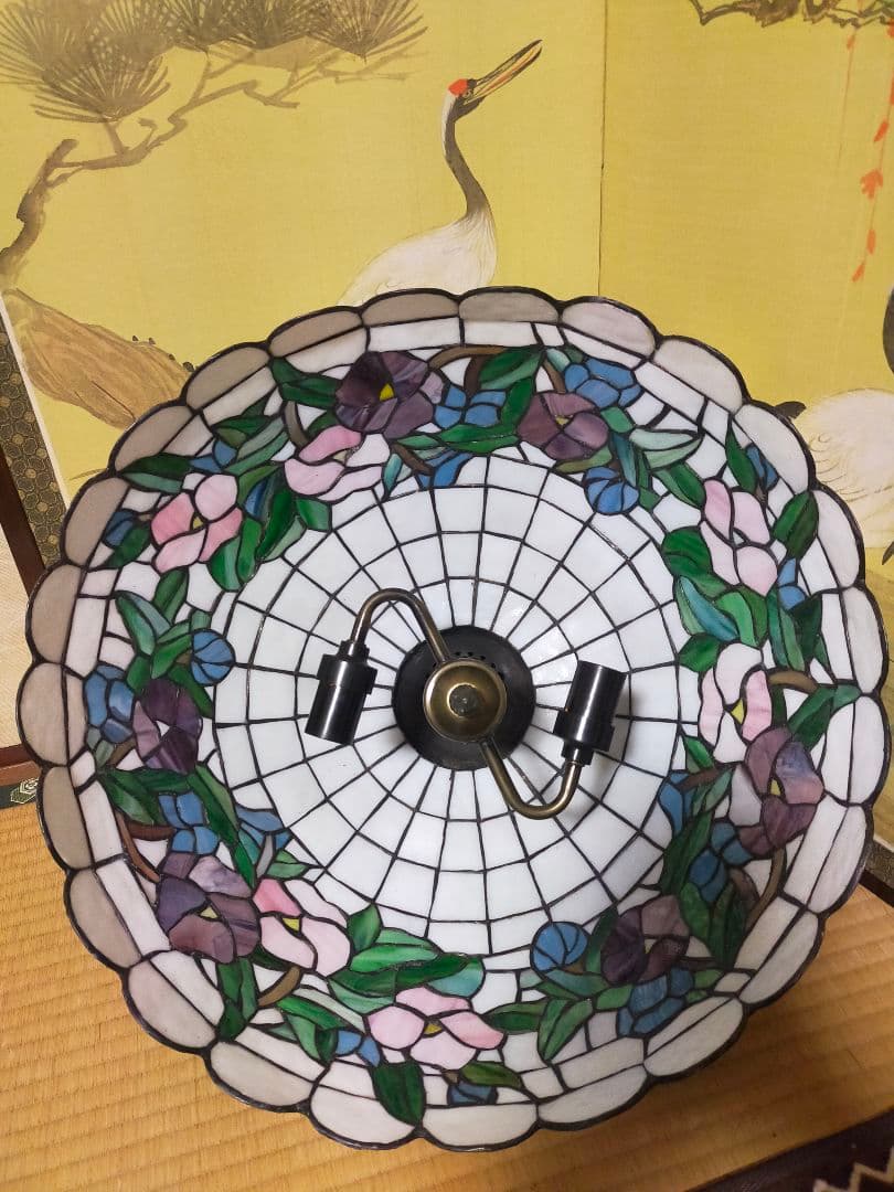 ステンドグラス　大きな照明　アンティーク　昭和レトロ