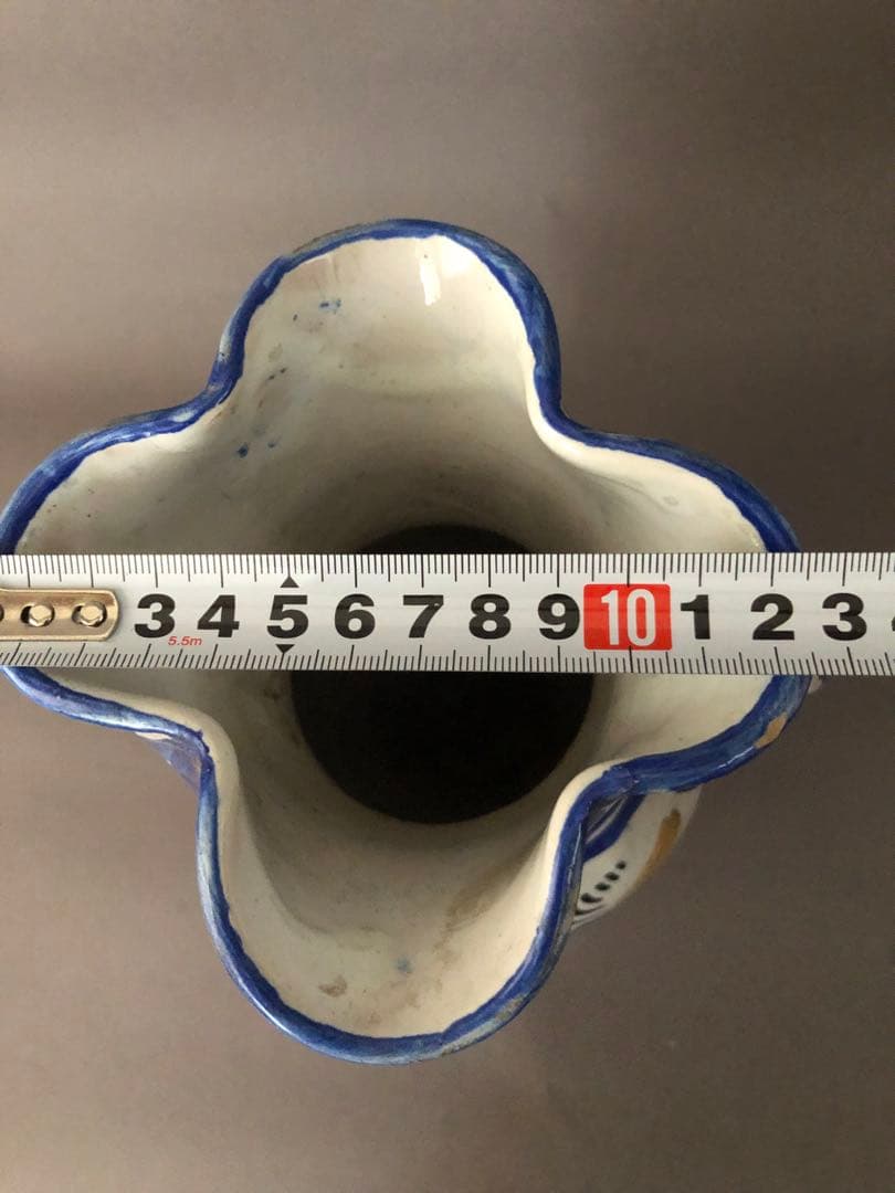 スペイン骨董　陶器　両手付き花瓶、壺　アンティーク