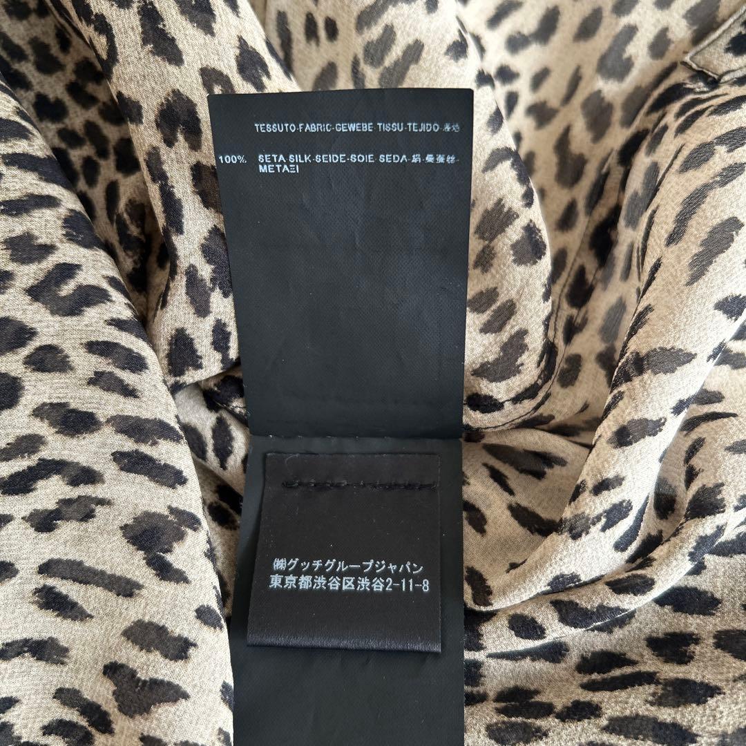 美品サンローランパリ　シルクレオパート　リボンタイブラウス　BABYCAT