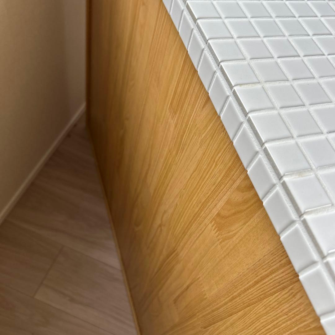 【たのめる便】モモナチュラル キッチンワゴン タイル　タイル　キッチン収納