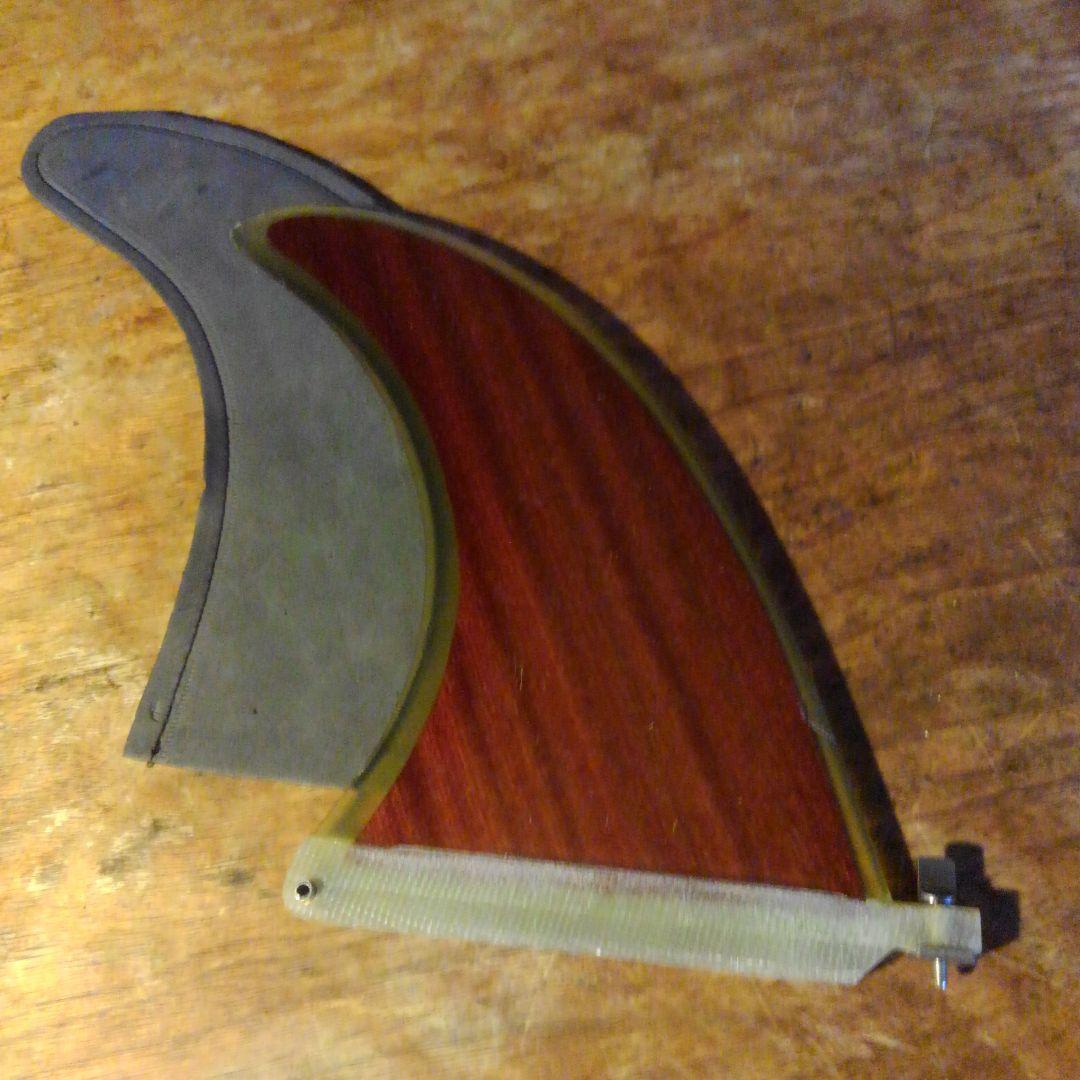新品・ロングボード用・シングルフィン・9インチ・天然ウッドグラスラミネート製