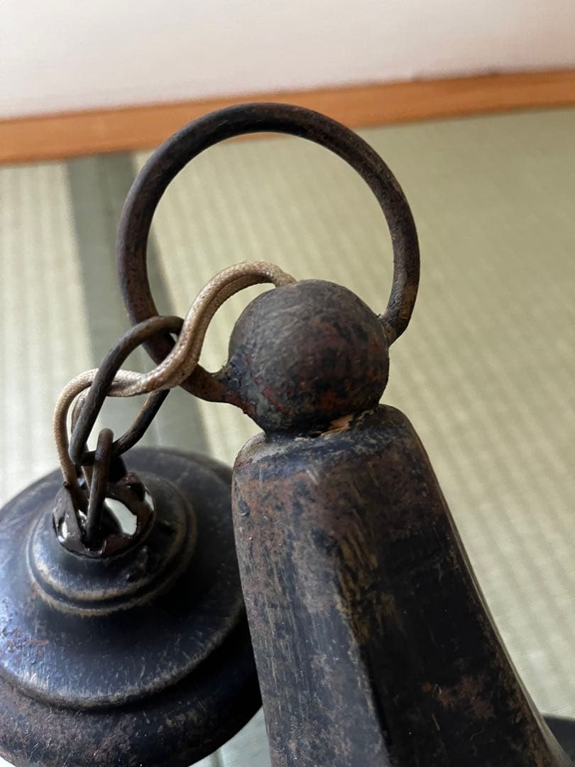 超希少　アンティーク　琥珀色　照明　天井吊　ガラス＆鉄製 E26 LED対応