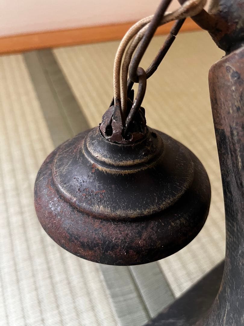 超希少　アンティーク　琥珀色　照明　天井吊　ガラス＆鉄製 E26 LED対応