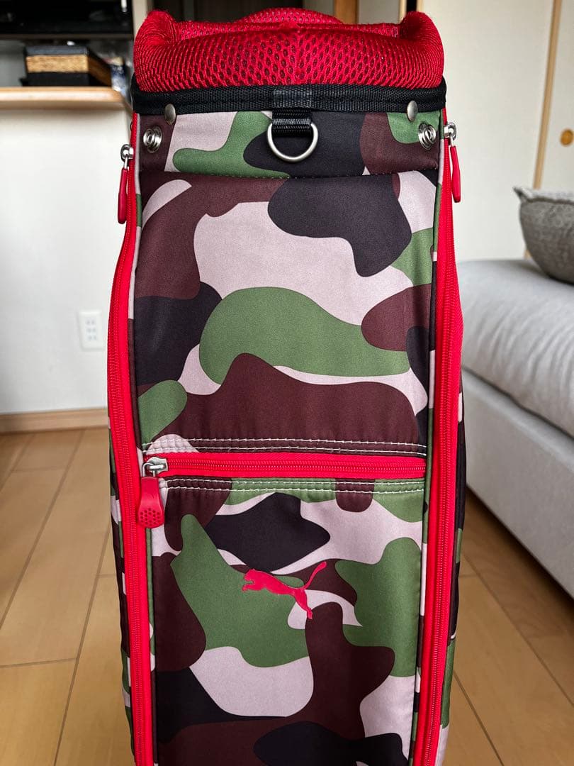 良品PUMA プーマ キャディバッグ 人気の迷彩 カモフラ柄 ゴルフバック　軽量