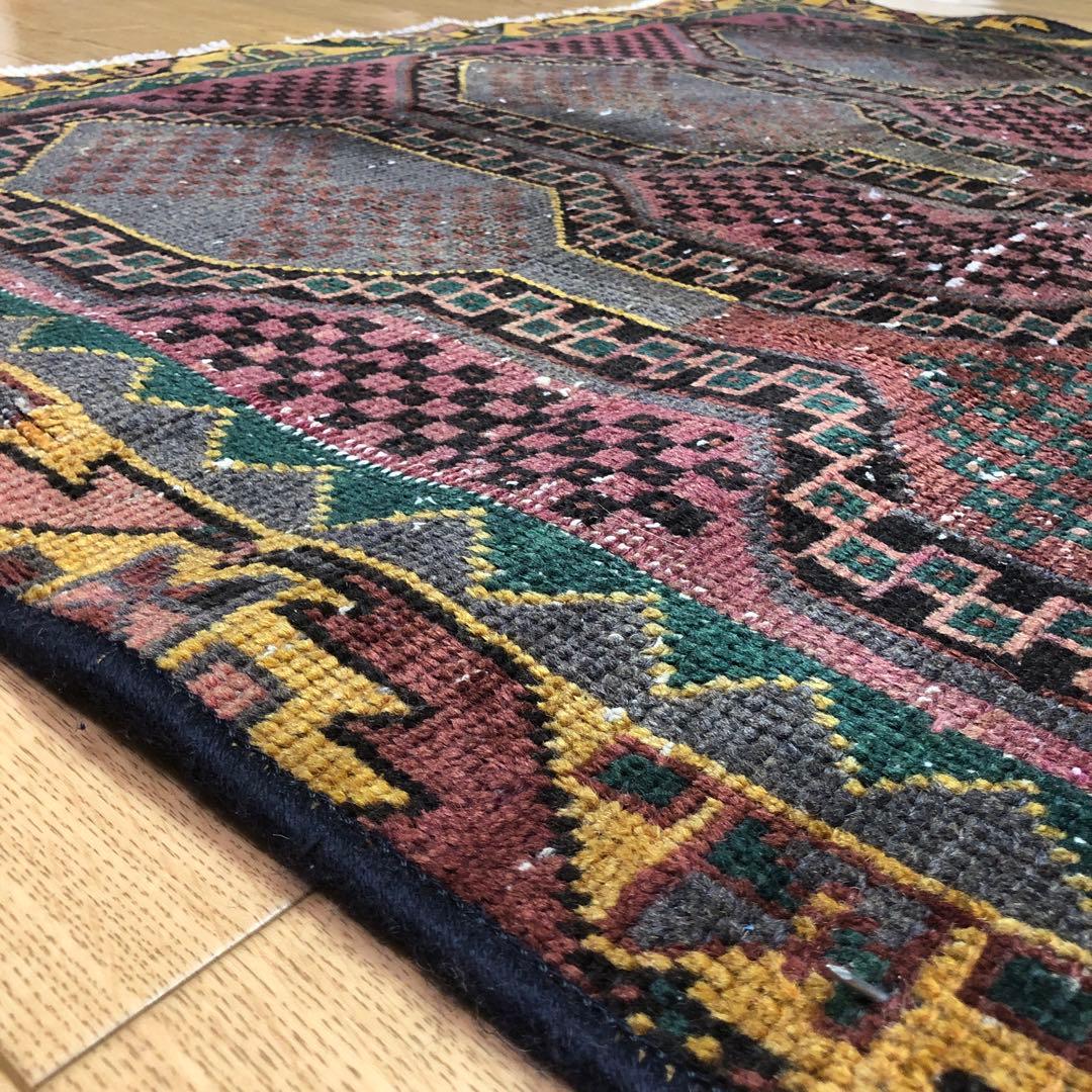 ペルシャ絨毯 ペルシャヴィンテージラグ 220x108 手織り オールド