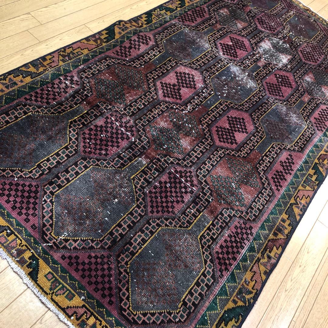 ペルシャ絨毯 ペルシャヴィンテージラグ 220x108 手織り オールド