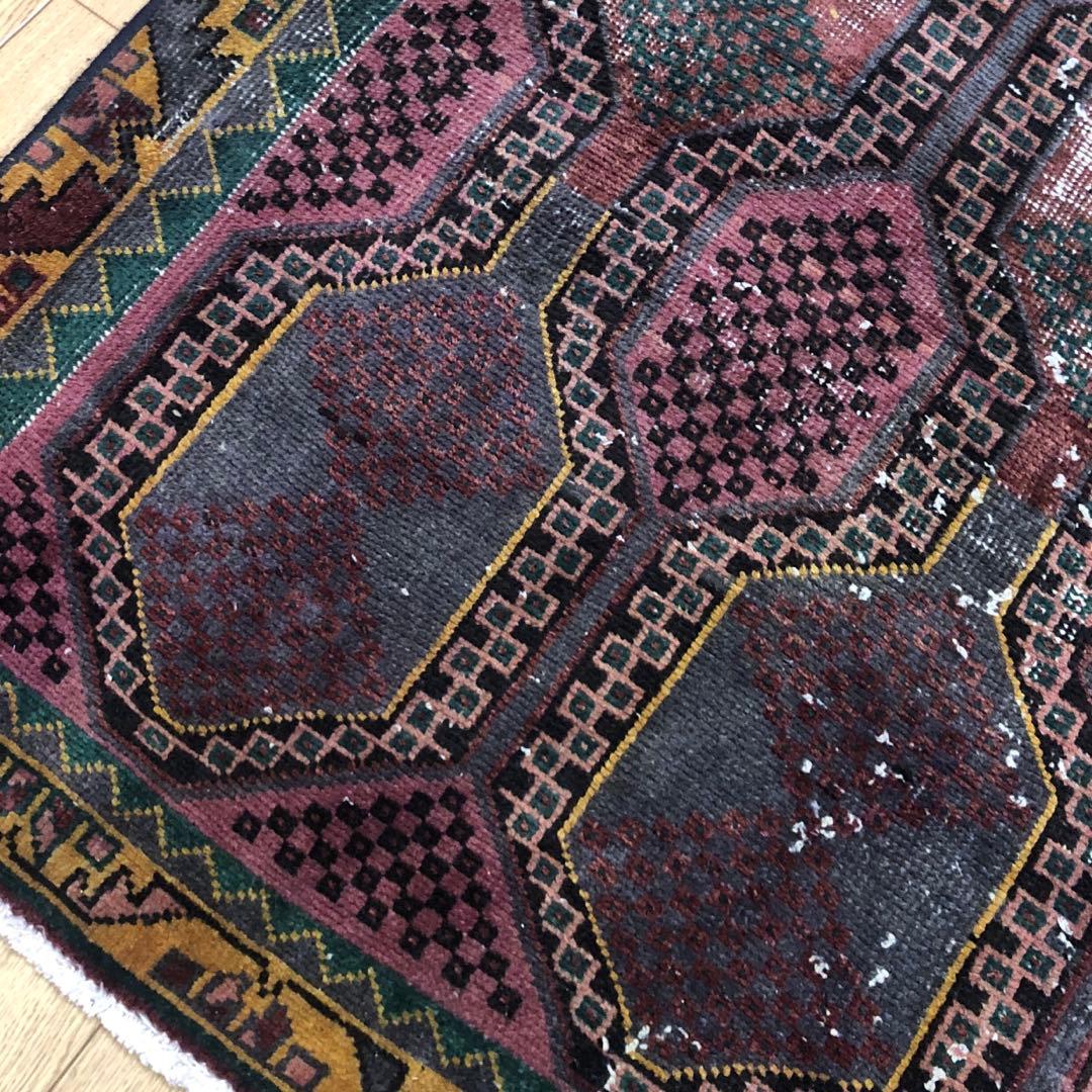 ペルシャ絨毯 ペルシャヴィンテージラグ 220x108 手織り オールド