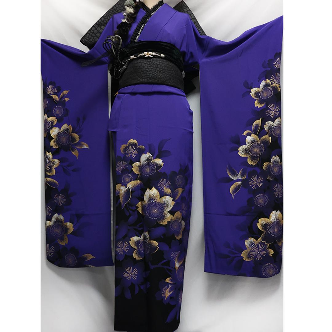 ◆ 振袖5点セット ◆丈159cm紫帯新品フルセットギャル系成人式07Ak