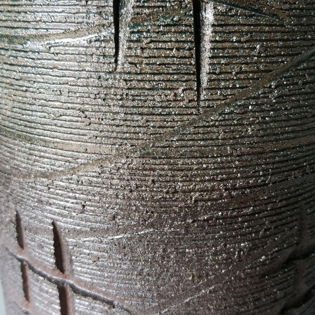 信楽焼傘立て  黒窯変 高さ４４cm