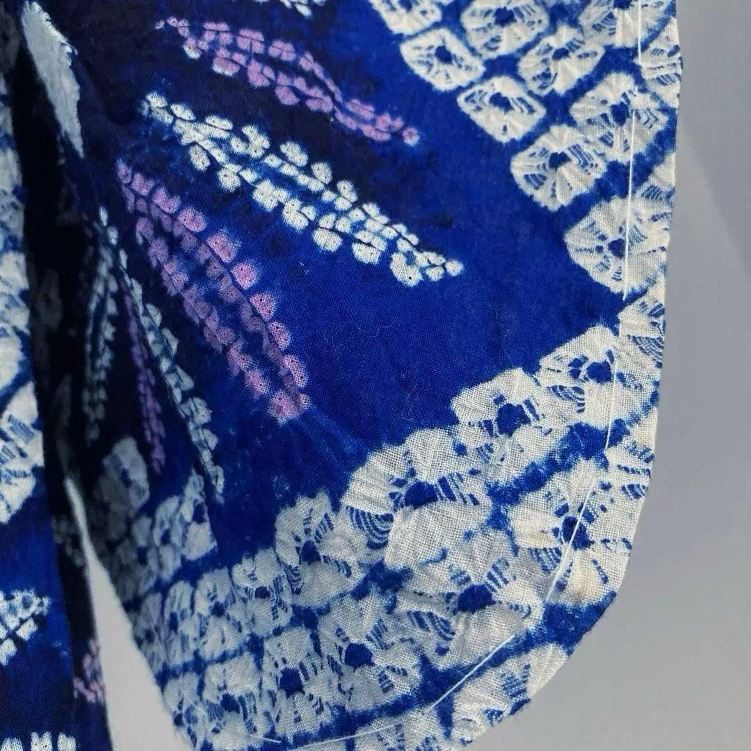 有松絞り浴衣　蜘蛛絞り　しつけ糸付　手縫い　絞り浴衣　身丈152 No-Ａ100