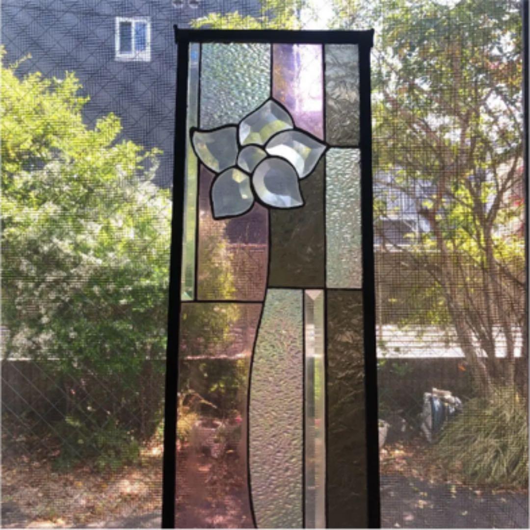 ステンドグラス♦︎ピンクフラワーパネル