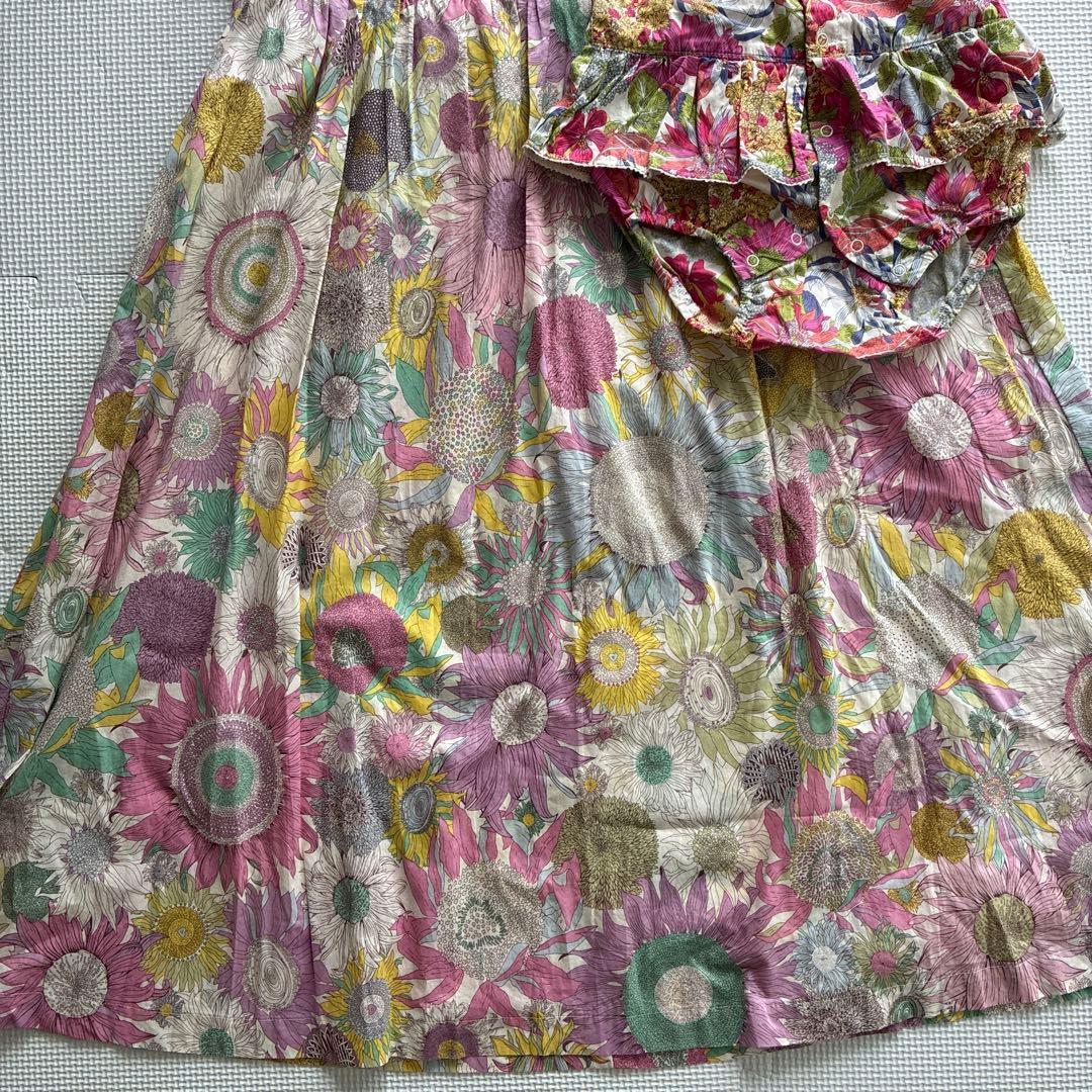 同梱あり専用ベビー80花柄ロンパース・ママ用ドレスセット　双子コーデ