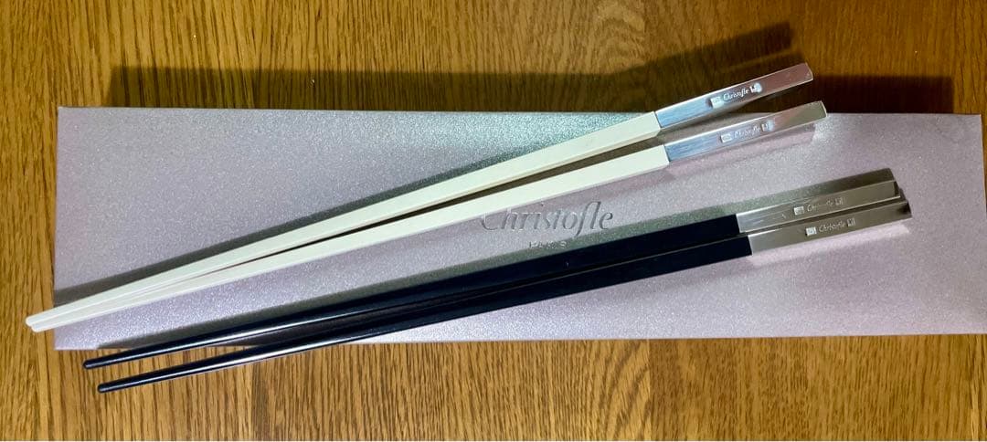 Christofle ペア　箸 クリストフル　白　黒