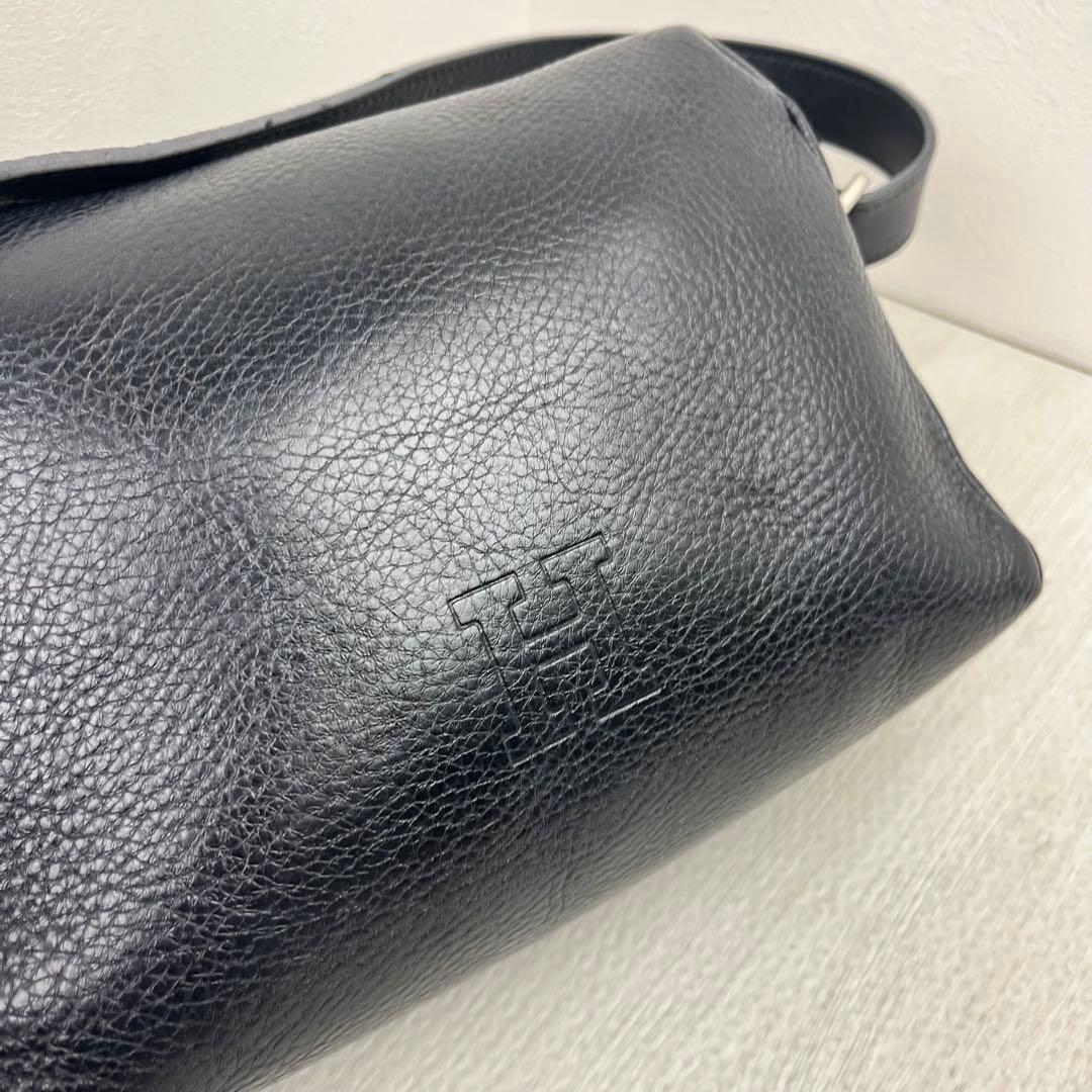 現行品☆ ヒロフ　ショルダーバッグ　ヴィータ　Hロゴ　シボ　ネイビー　2way