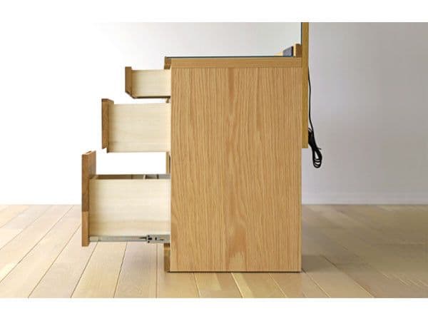 2/13迄の出品 FLYMEe オーク材ドレッサー・鏡台 スツール付き