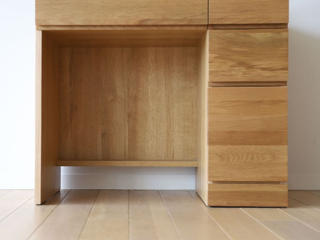 2/13迄の出品 FLYMEe オーク材ドレッサー・鏡台 スツール付き