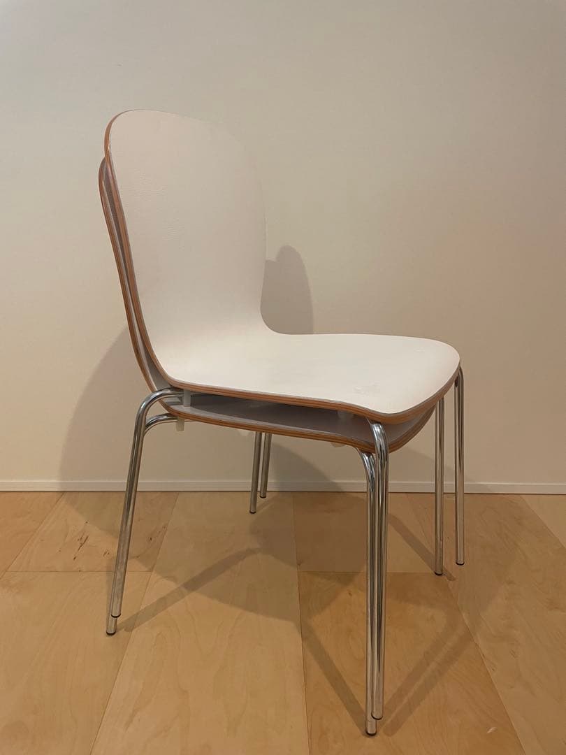 plywood White leather chair ダイニングチェアー×2