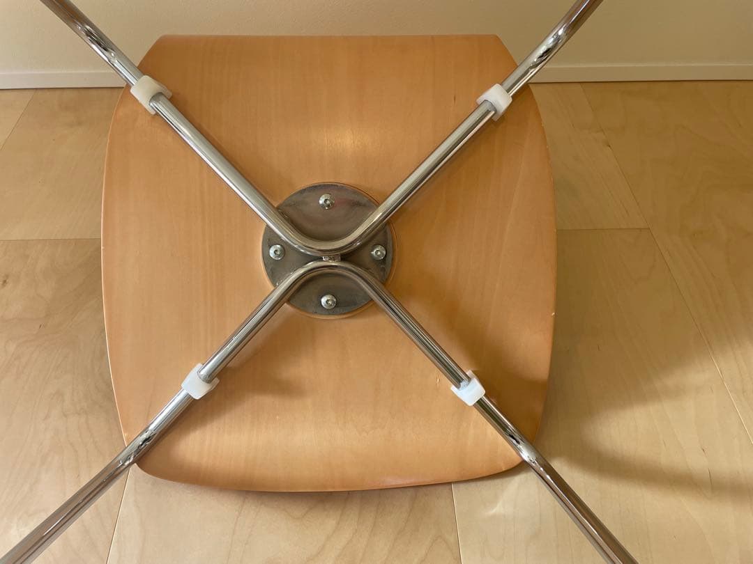 plywood White leather chair ダイニングチェアー×2