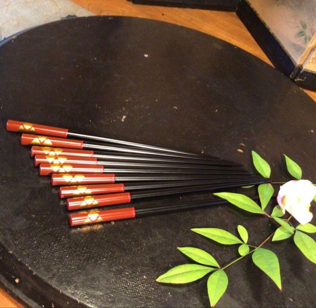 A1062 木製漆器　懐石道具　秀衡塗　椀　（丸三漆器）5客箸　5膳　揃え