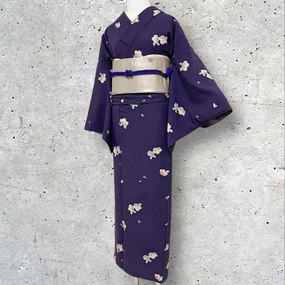 k225 飛び柄小紋 洗える着物 小紋 フルセット 身丈161裄丈68ゆったり