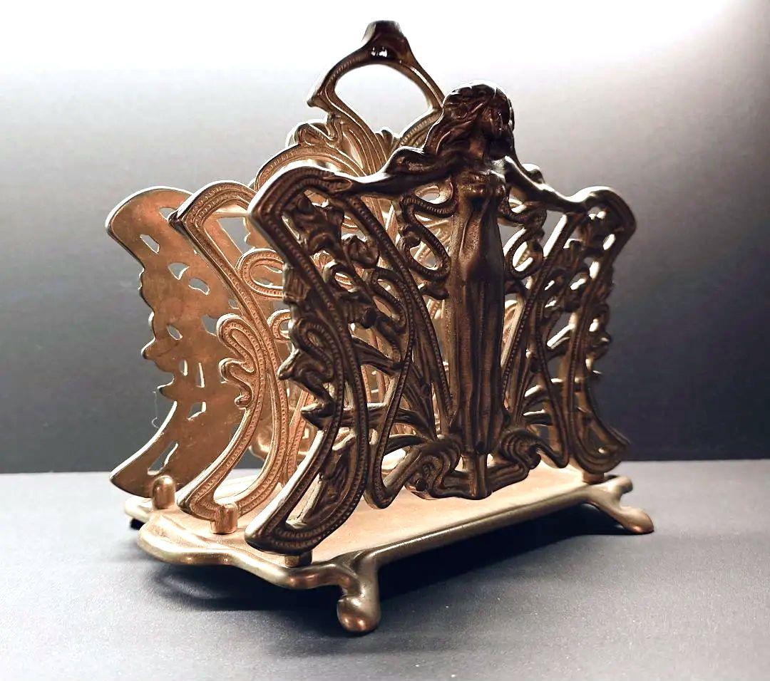アールヌーボー風ブロンズナプキンスタンド　レターラック　アンティーク